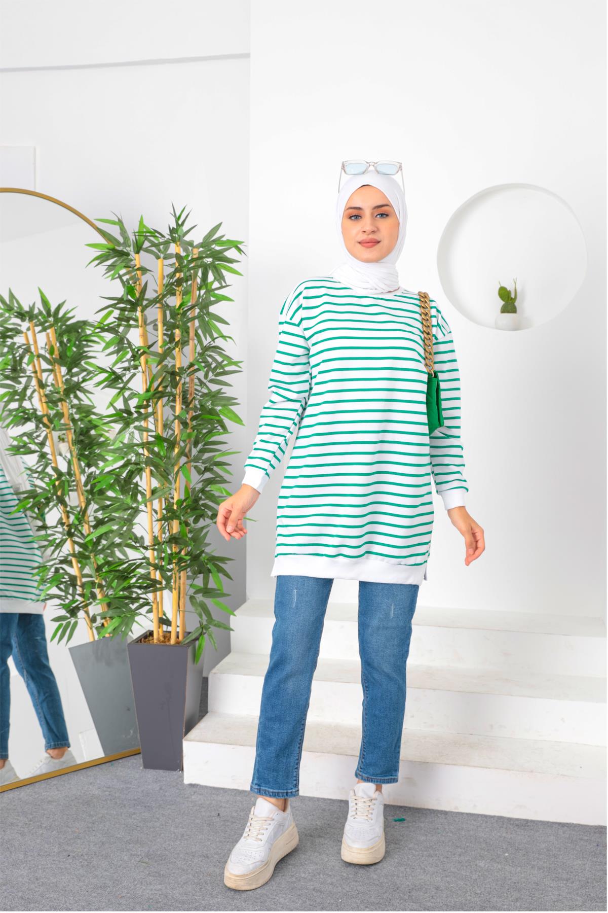 Çizgili tunik Yeşil