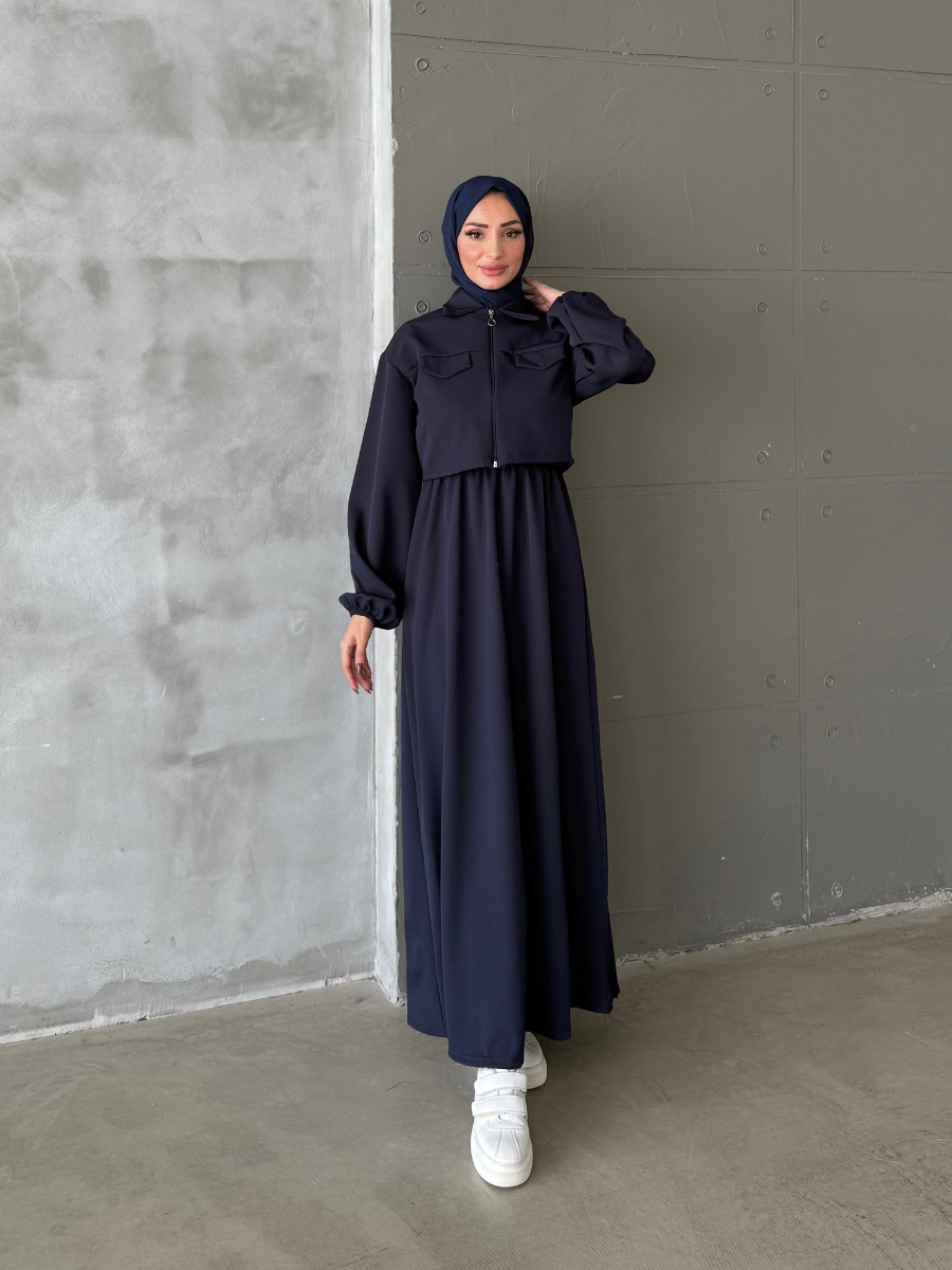 Eslem Yelekli Elbise Lacivert