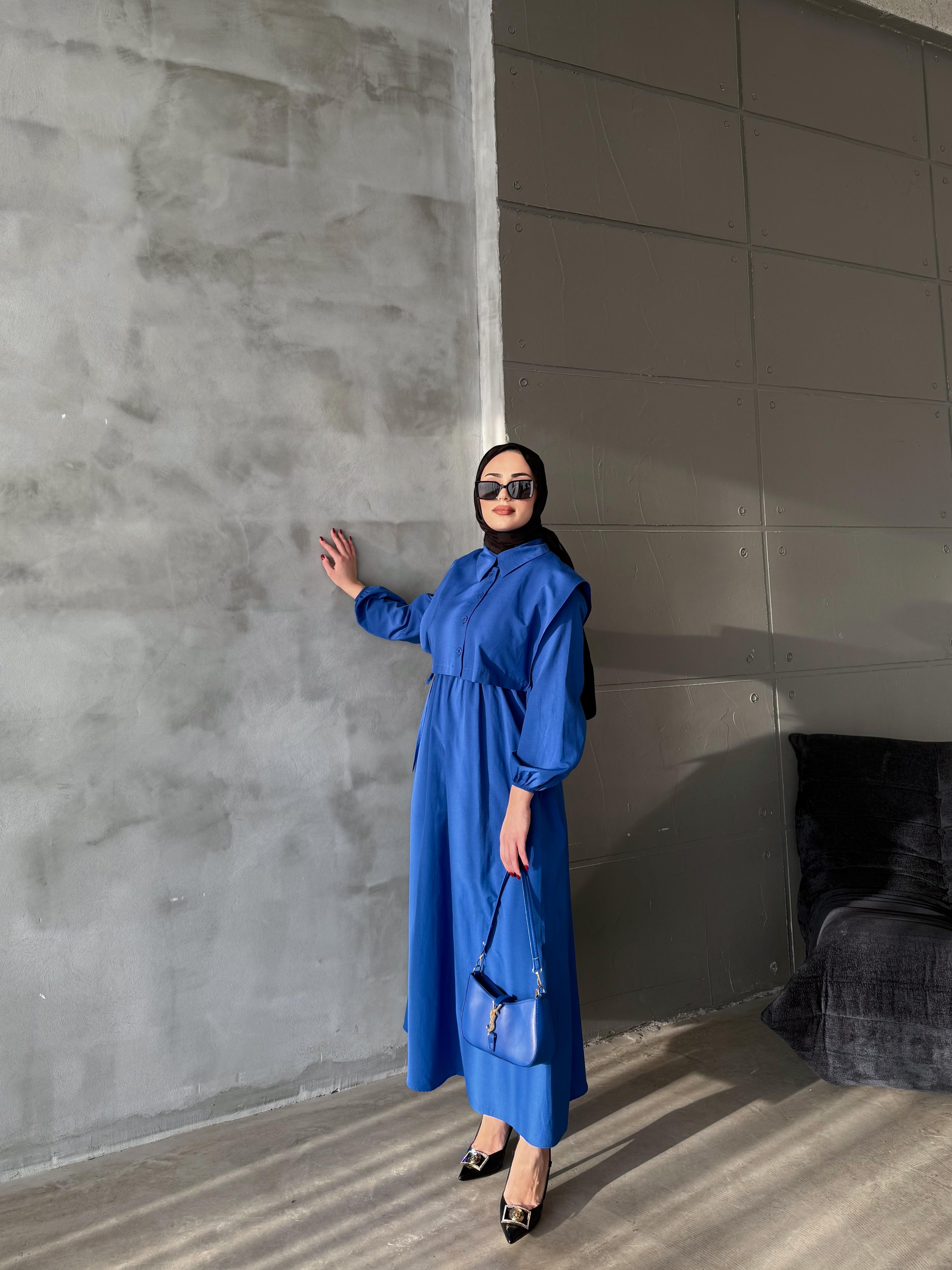 Larin Yelekli Elbise Mavi