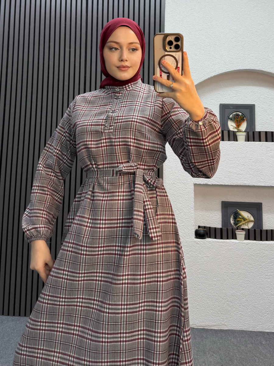 Milla Ekose Elbise Gri