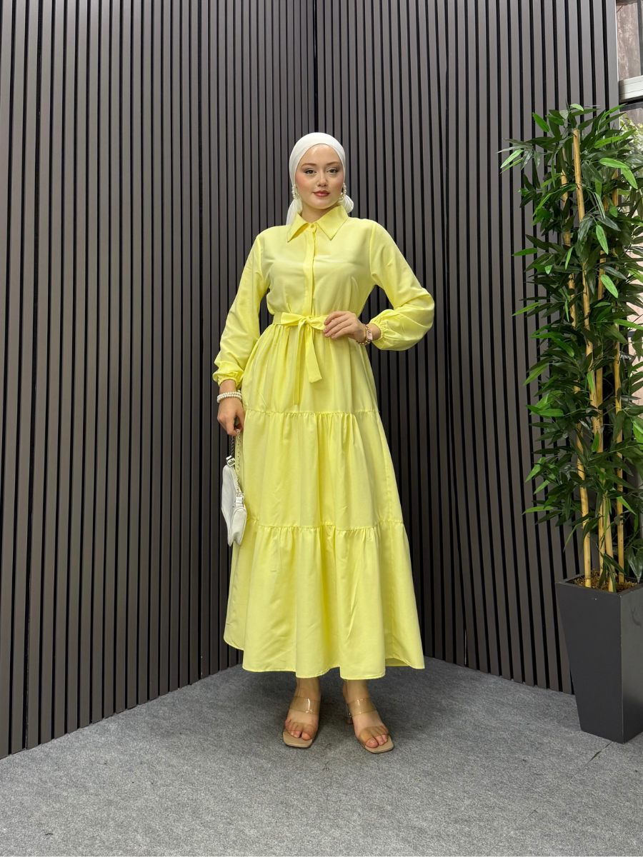 Naz Gömlek Elbise Sarı