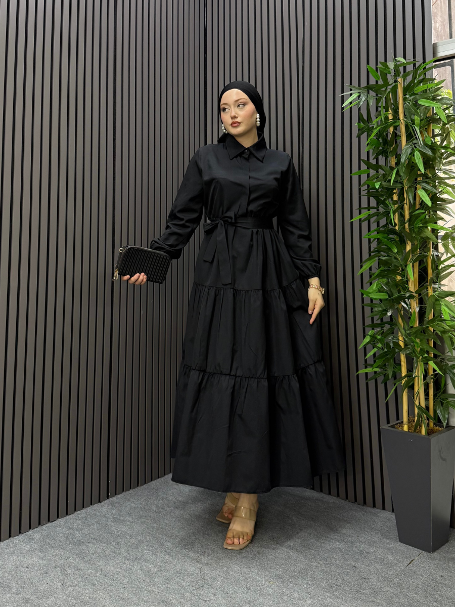 Naz Gömlek Elbise Siyah