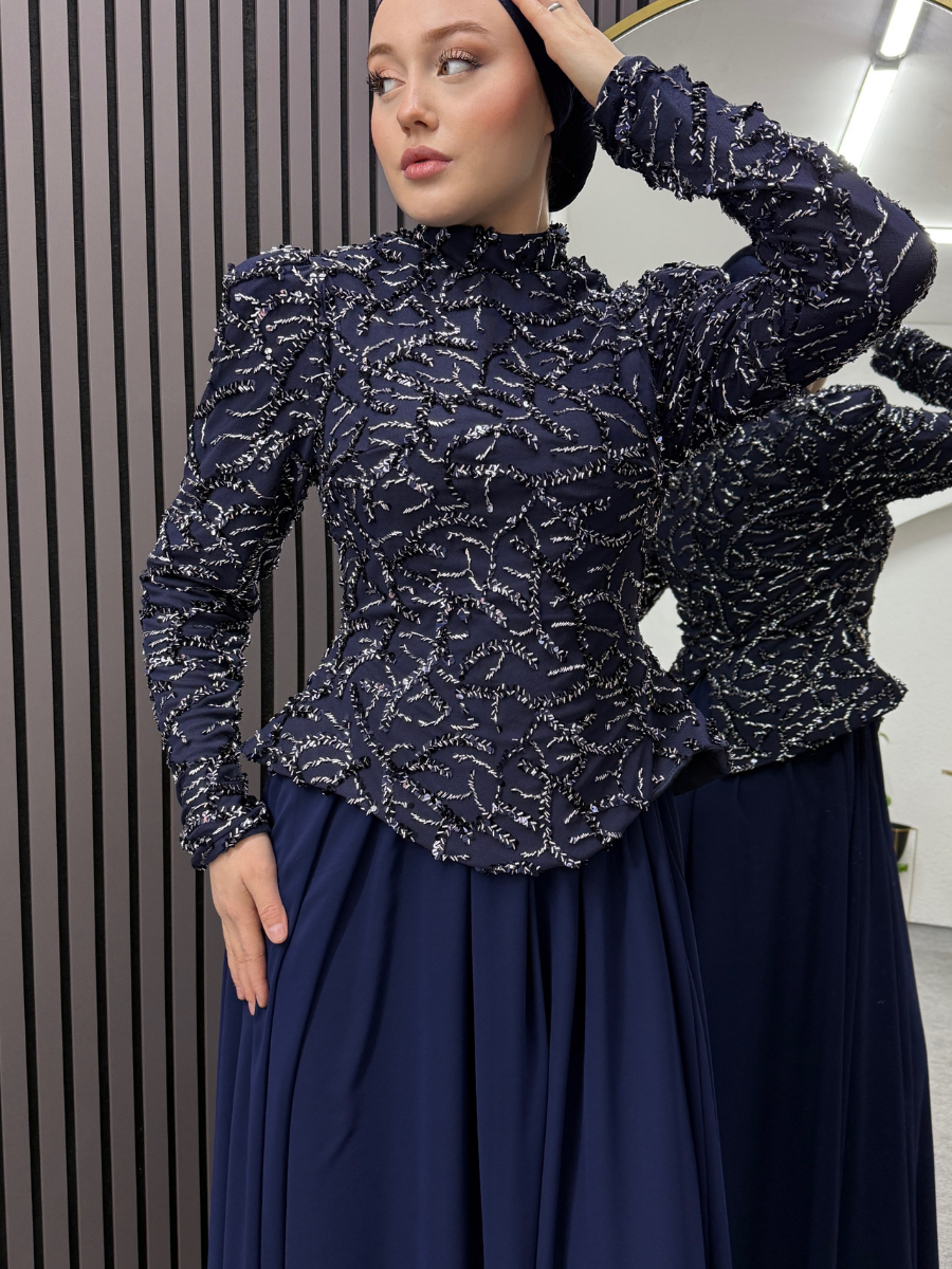 Prenses Abiye Lacivert