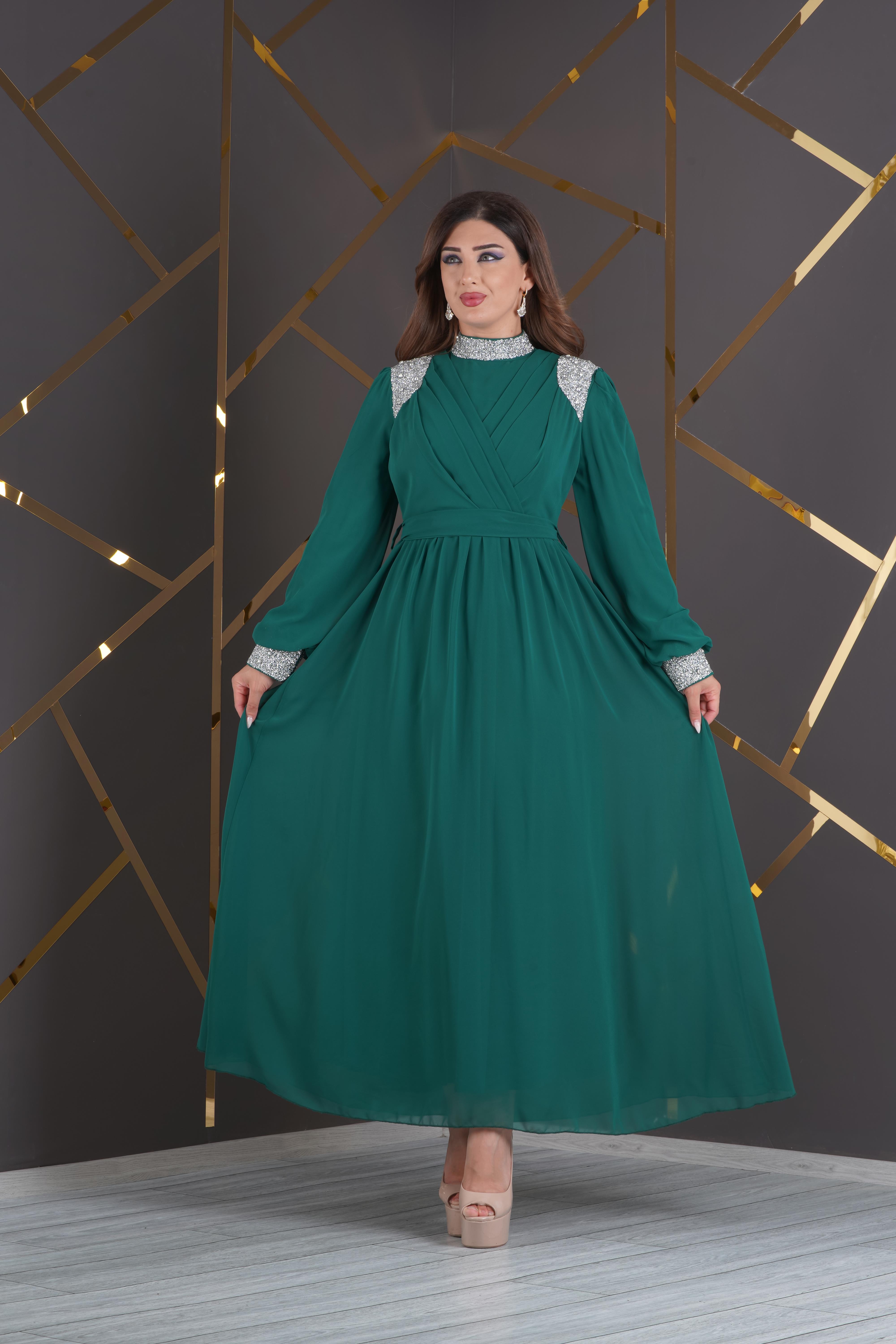 Taşlı Abiye Yeşil