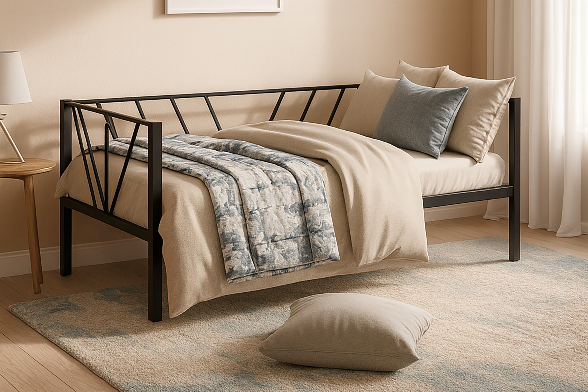 Unimet Alchera Daybed Tek Kişilik Siyah Metal Karyola