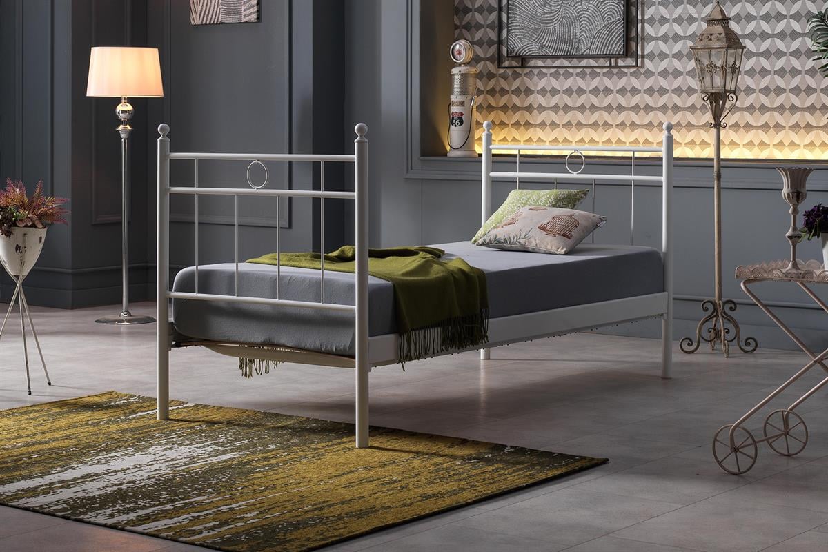 Unimet Alpas Daybed Tek Kişilik Beyaz Metal Karyola