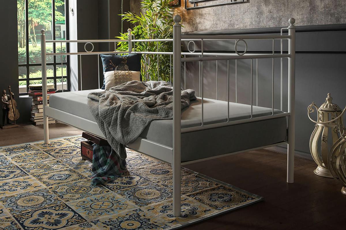 Unimet Alpas Daybed Tek Kişilik Beyaz Metal Karyola