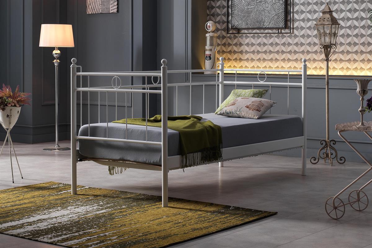 Unimet Alpas Daybed Tek Kişilik Beyaz Metal Karyola