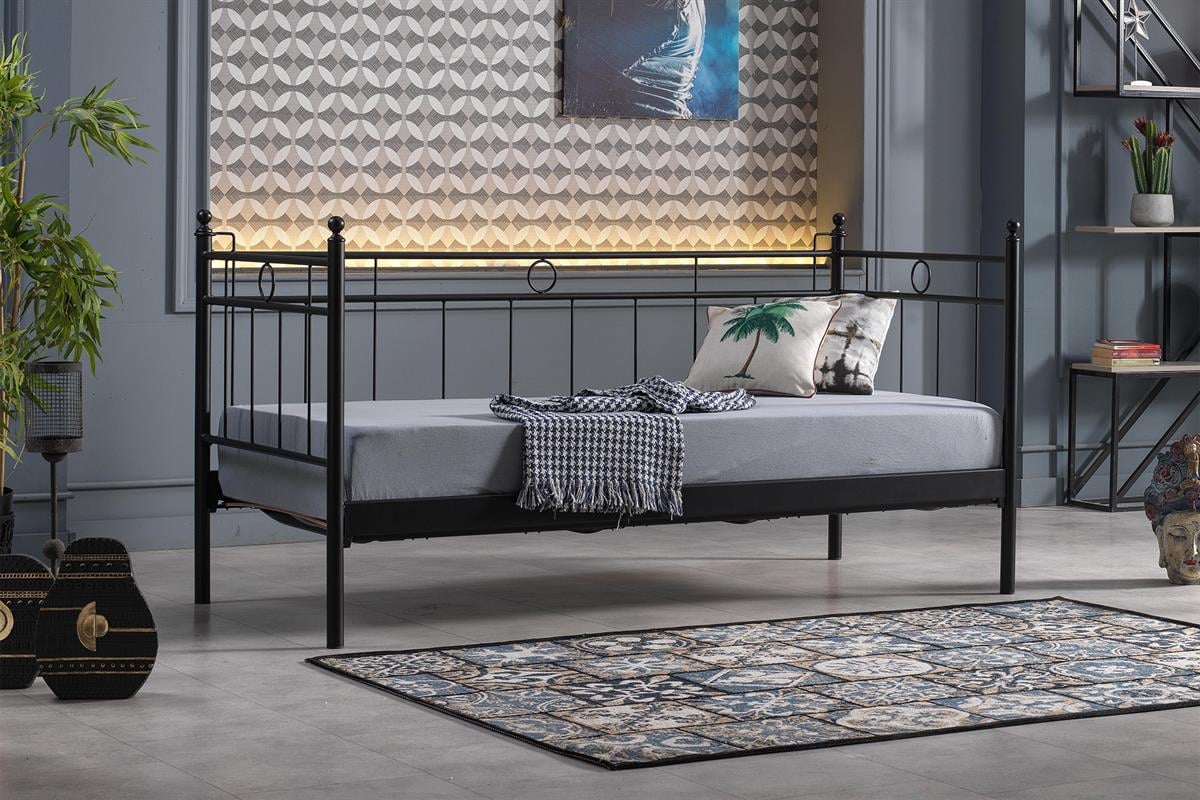 Unimet Alpas Daybed Tek Kişilik Siyah Metal Karyola