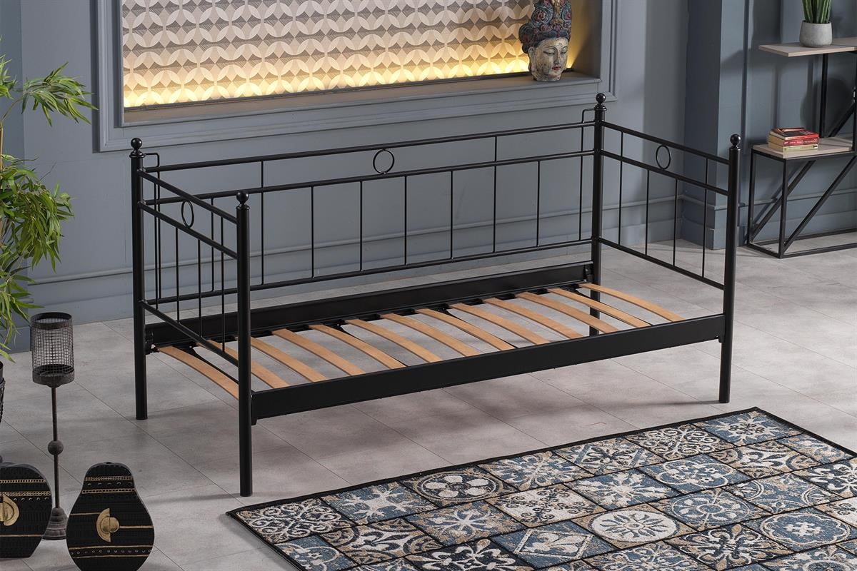 Unimet Alpas Daybed Tek Kişilik Siyah Metal Karyola