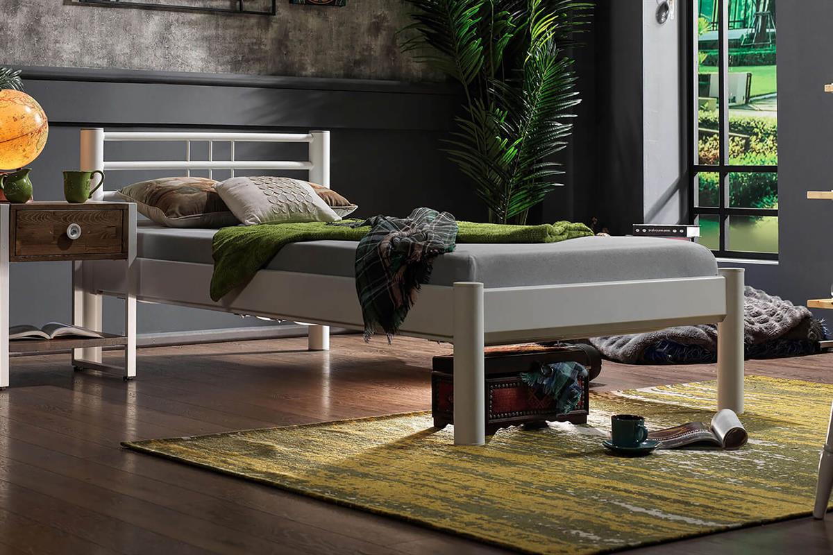 Unimet Asos-S Tek Kişilik Ferforje Beyaz Metal Karyola