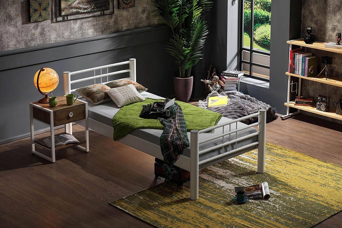 Unimet Asos Tek Kişilik Ferforje Beyaz Metal Karyola
