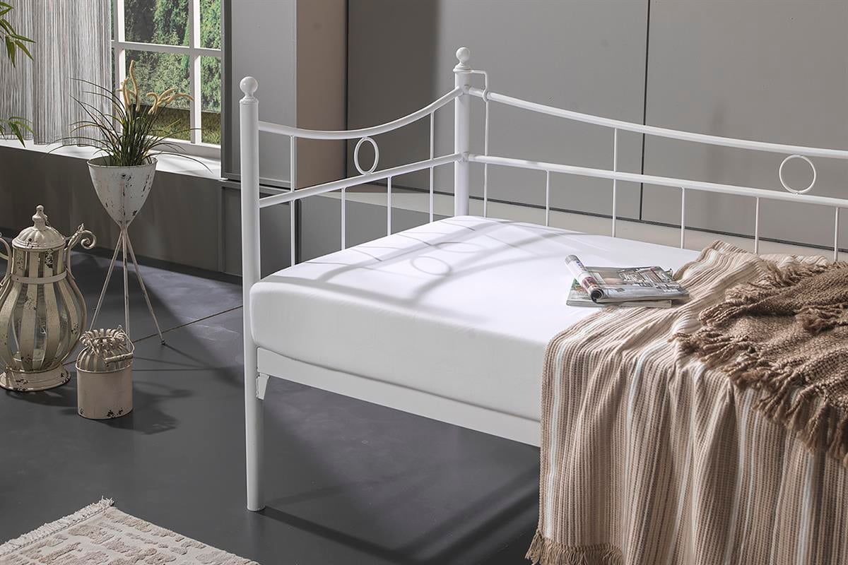 Unimet Daily Daybed Tek Kişilik Beyaz Metal Karyola