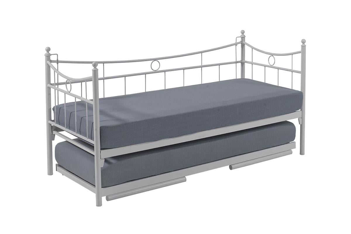 Unimet Daily Yavrulu Daybed-Çift Tek Kişilik Beyaz Metal Karyola