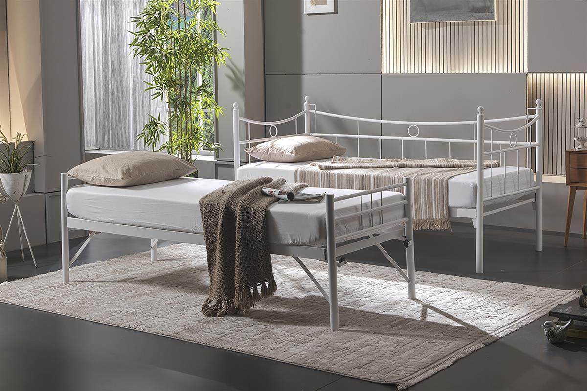 Unimet Daily Yavrulu Daybed-Yataklar Dahil-Çift Tek Kişilik Metal Karyola