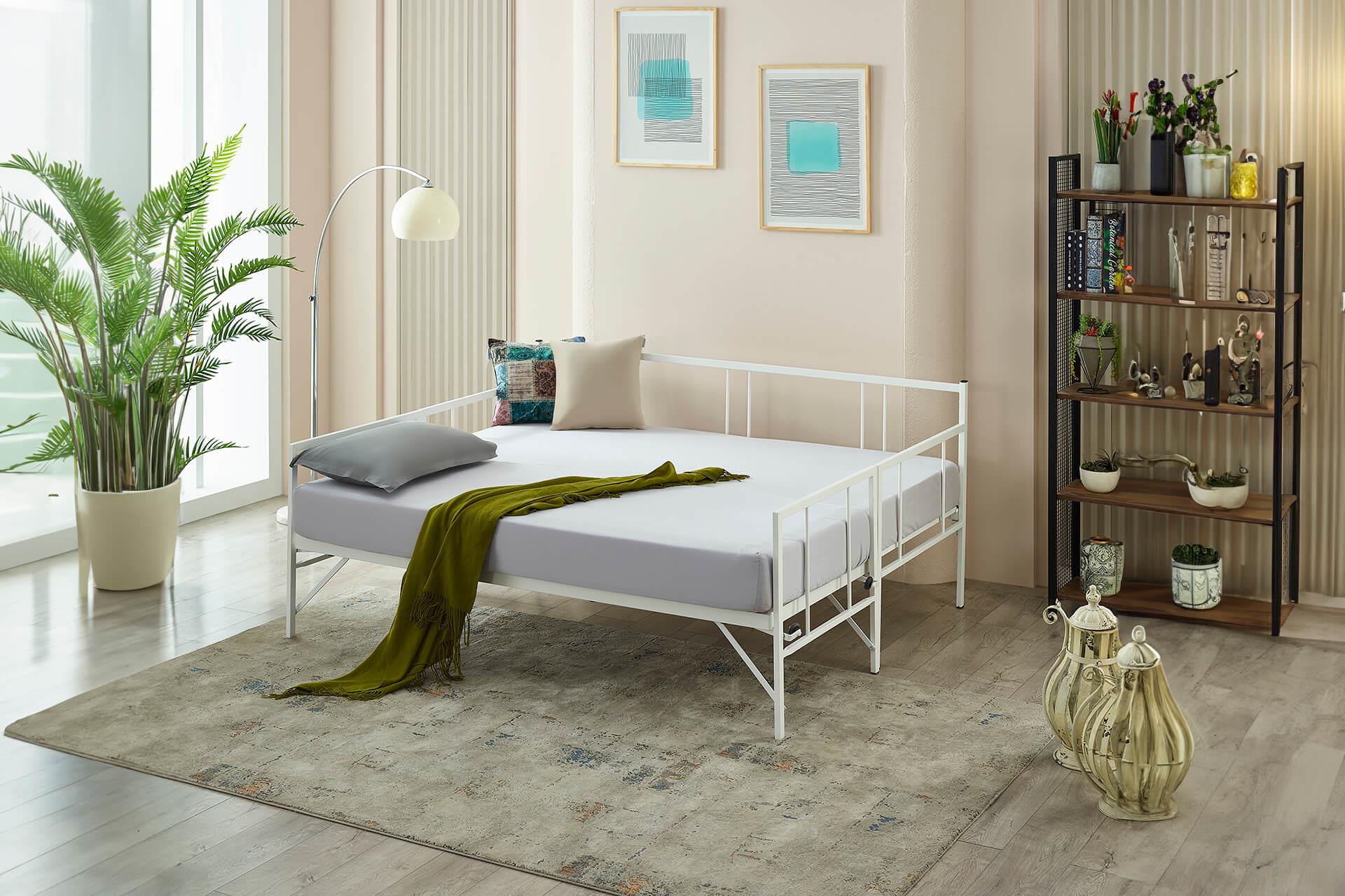 Unimet Forte Yavrulu Daybed-Çift Tek Kişilik Beyaz Metal Karyola