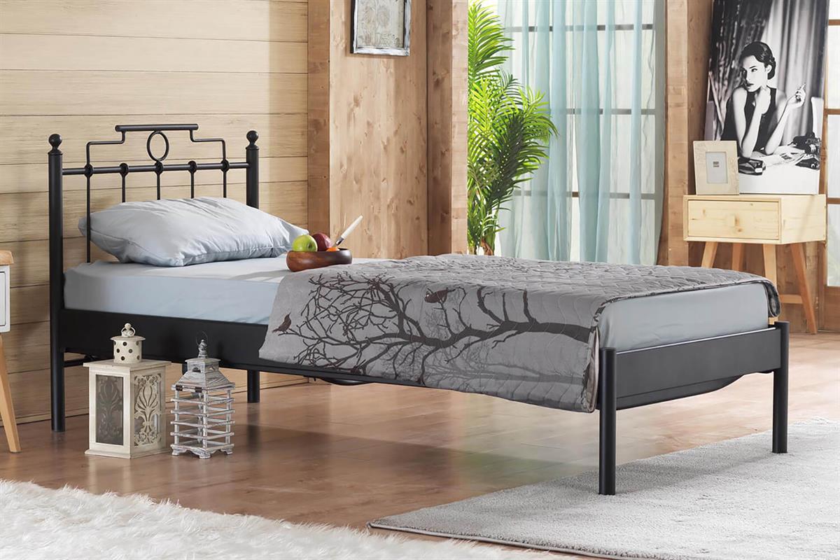 Unimet Hatkus-S Tek Kişilik Ferforje Siyah Metal Karyola