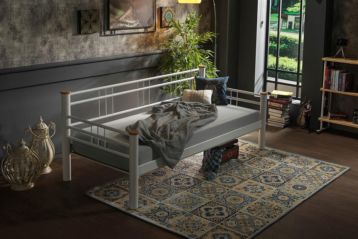 Unimet Kappis Daybed Tek Kişilik Beyaz Metal Karyola
