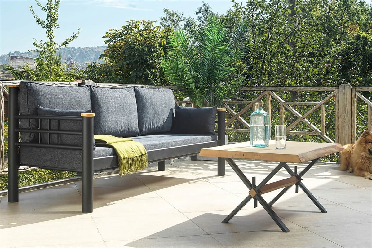 Unimet Kappis Dk Metal Sofa Sedir Üçlü Koltuk Siyah-Antrasit
