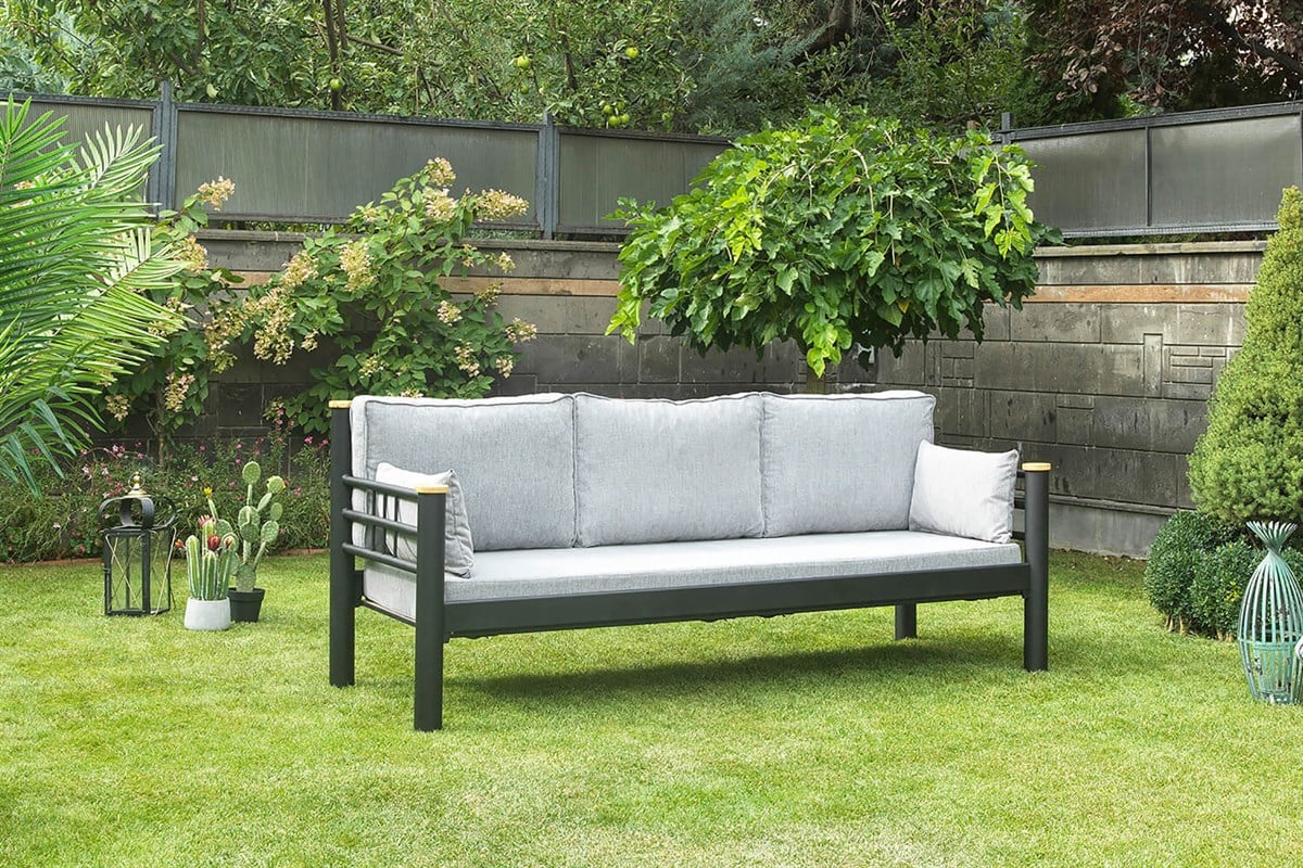 Unimet Kappis Dk Metal Sofa Sedir Üçlü Koltuk Siyah-Füme