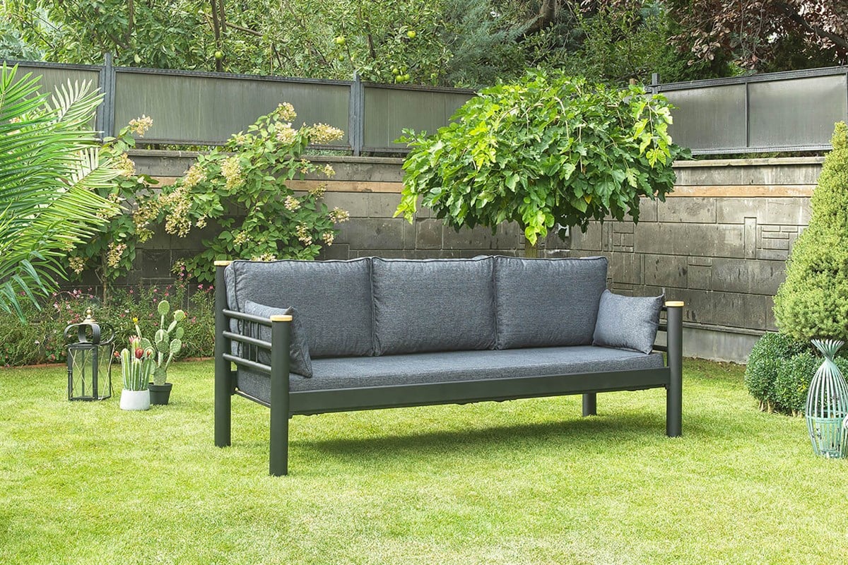 Unimet Kappis Dk Metal Sofa Sedir Üçlü Koltuk Siyah-Antrasit
