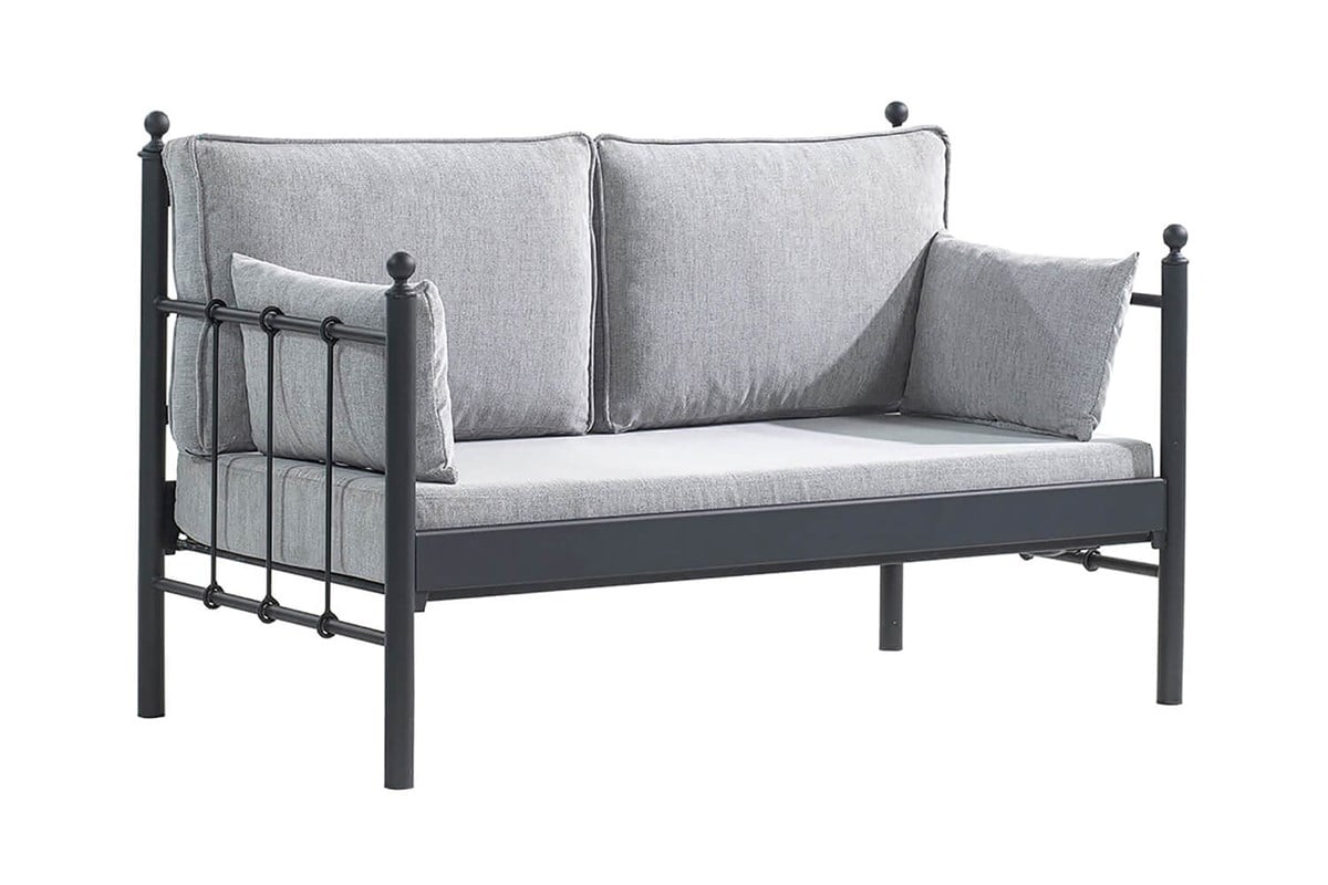 Unimet Lalas Dk Metal Sofa Sedir İkili Koltuk Siyah-Füme