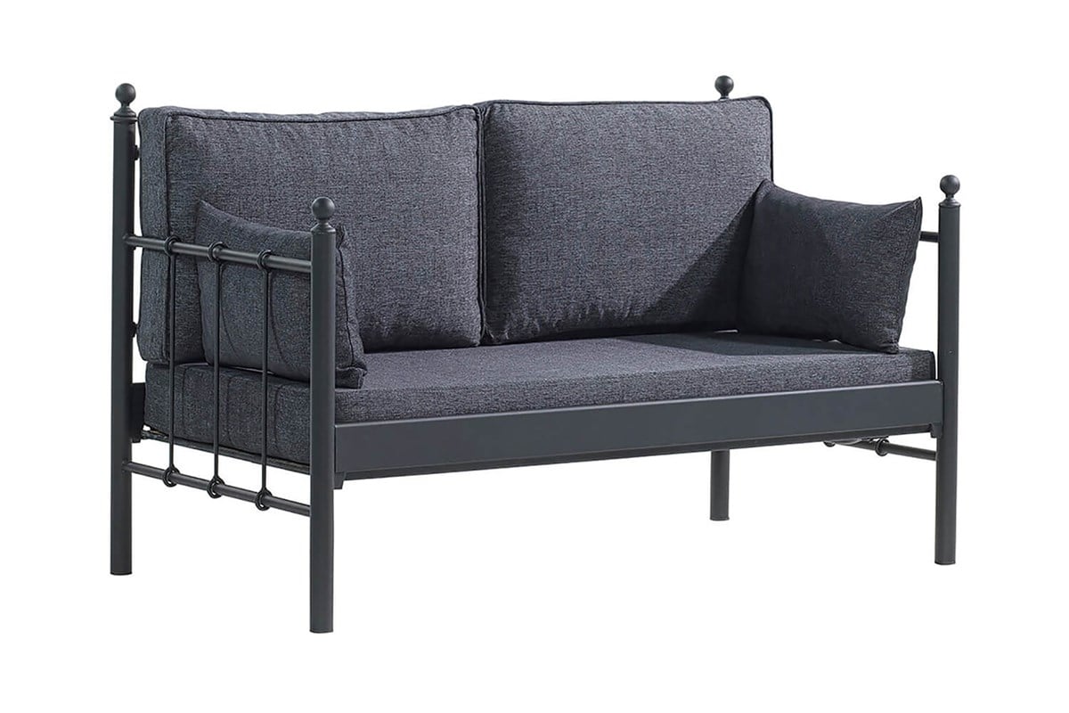 Unimet Lalas Dk Metal Sofa Sedir İkili Koltuk Siyah-Antrasit