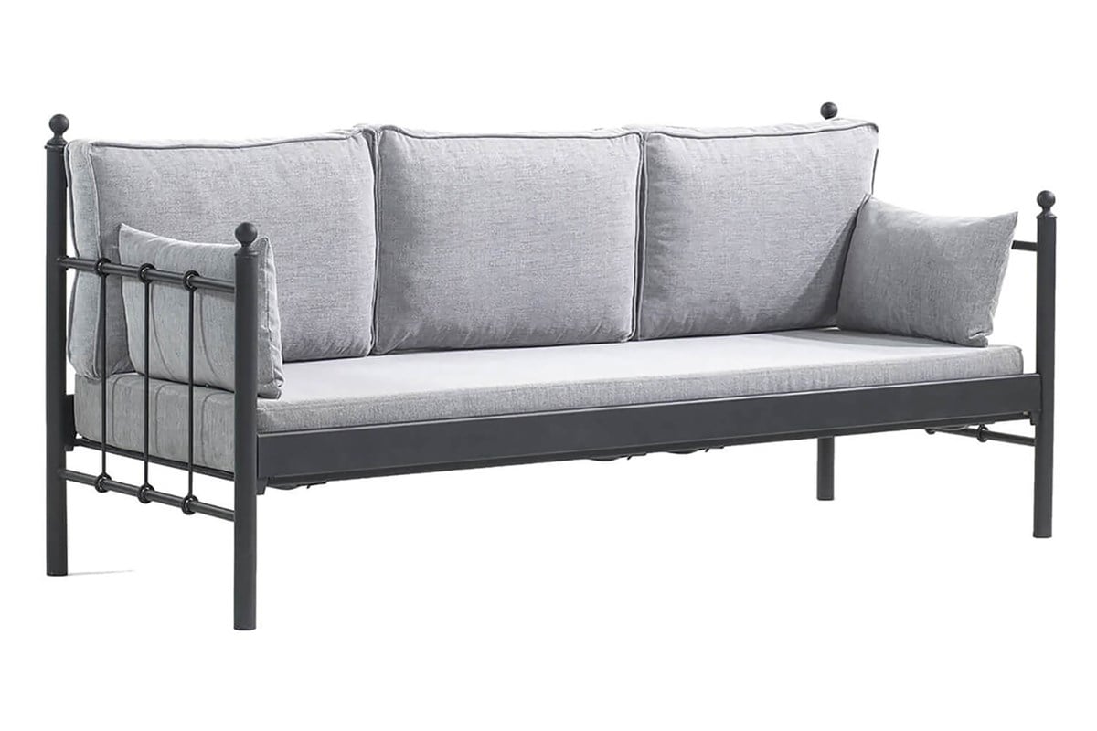 Unimet Lalas Dk Metal Sofa Sedir Üçlü Koltuk Siyah-Füme