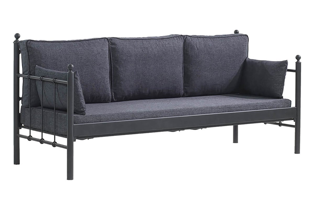 Unimet Lalas Dk Metal Sofa Sedir Üçlü Koltuk Siyah-Antrasit