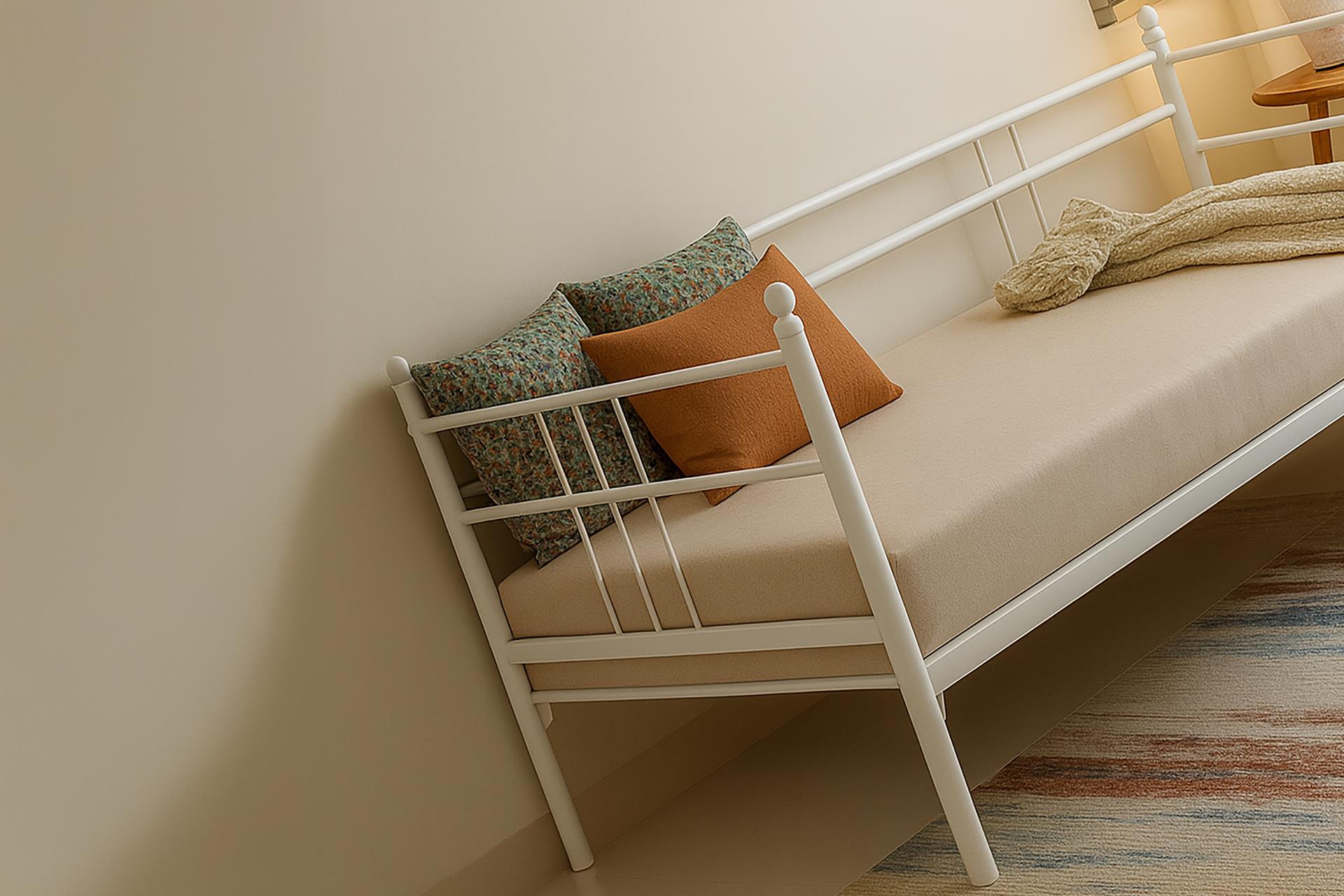 Unimet Soho Daybed Tek Kişilik Beyaz Metal Karyola
