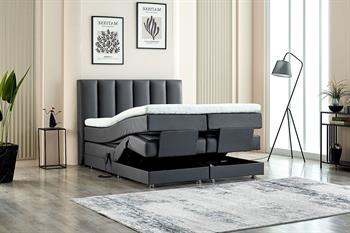 Unimet Nera Motorlu Kumandalı Hareketli Tek Kişilik Baza+Başlık+Yatak Seti Antrasit