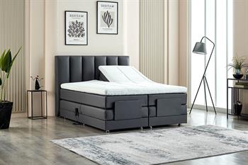 Unimet Nera Motorlu Kumandalı Hareketli Tek Kişilik Baza+Başlık+Yatak Seti Antrasit