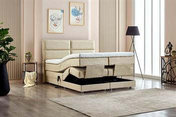 Unimet Nivo Motorlu Kumandalı Hareketli Çift Kişilik Baza+Başlık+Yatak Seti Bej