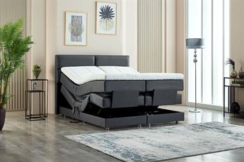 Unimet Nivo Motorlu Kumandalı Hareketli Tek Kişilik Baza+Başlık+Yatak Seti Antrasit