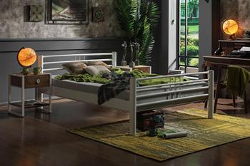 Unimet Asos Çift Kişilik Ferforje Beyaz Metal Karyola