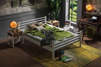 Unimet Asos Çift Kişilik Ferforje Beyaz Metal Karyola