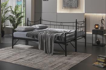 Unimet Daily Yavrulu Daybed-Çift Tek Kişilik Siyah Metal Karyola