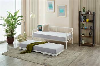 Unimet Forte Yavrulu Daybed-Çift Tek Kişilik Beyaz Metal Karyola