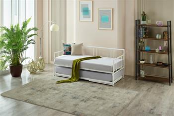 Unimet Forte Yavrulu Daybed-Çift Tek Kişilik Beyaz Metal Karyola