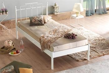 Unimet Hatkus-S Tek Kişilik Ferforje Beyaz Metal Karyola