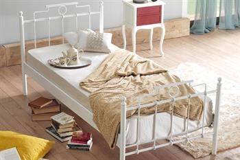 Unimet Hatkus Tek Kişilik Ferforje Beyaz Metal Karyola