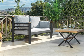 Unimet Kappis Dk Metal Sofa Sedir İkili Koltuk Siyah-Füme