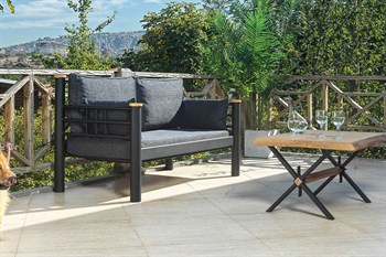 Unimet Kappis Dk Metal Sofa Sedir İkili Koltuk Siyah-Antrasit