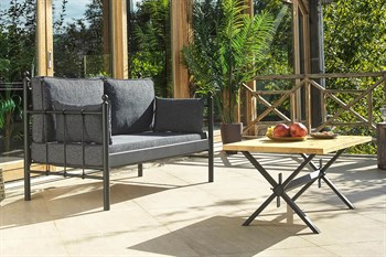 Unimet Lalas Dk Metal Sofa Sedir İkili Koltuk Siyah-Antrasit