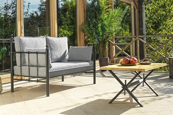 Unimet Lalas Dk Metal Sofa Sedir İkili Koltuk Siyah-Füme