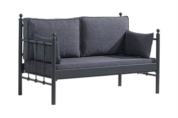 Unimet Lalas Dk Metal Sofa Sedir İkili Koltuk Siyah-Antrasit