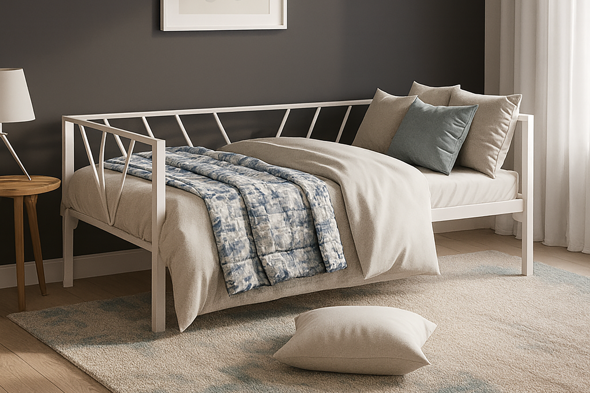 Unimet Alchera Daybed Tek Kişilik Beyaz Metal Karyola