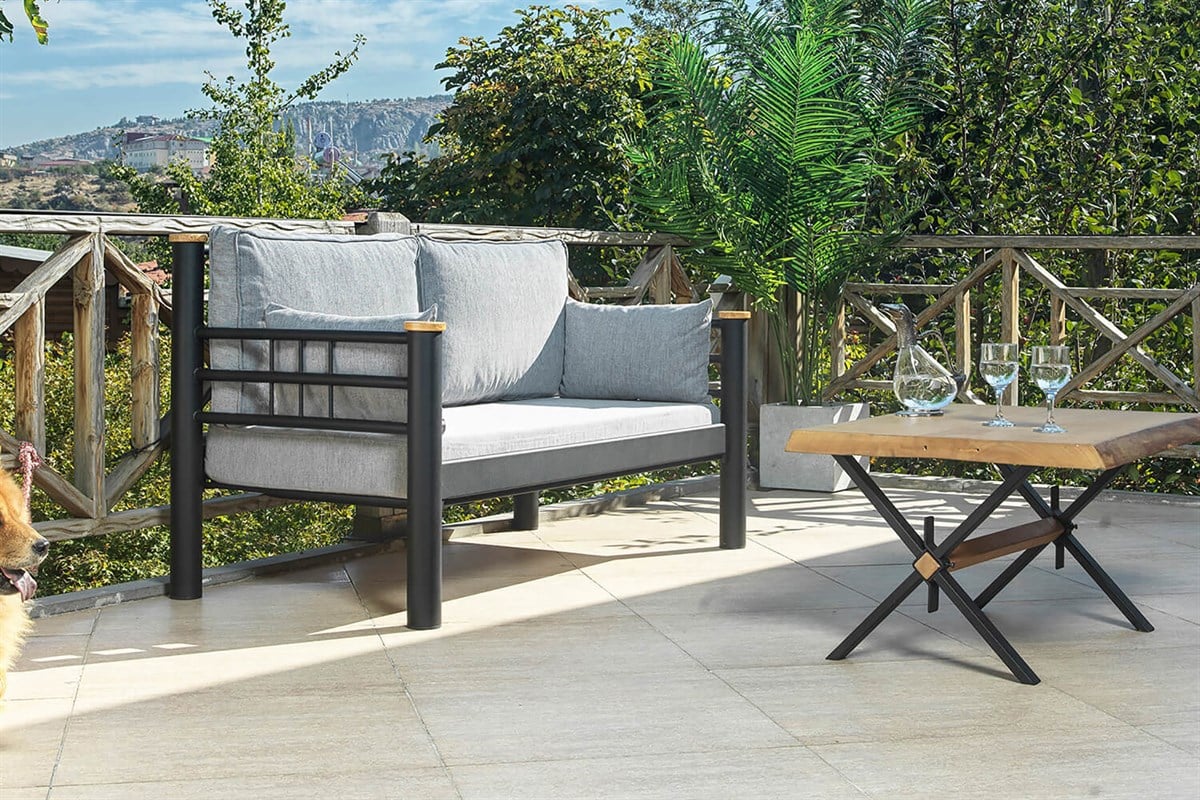 Unimet Kappis Dk Metal Sofa Sedir İkili Koltuk Siyah-Füme