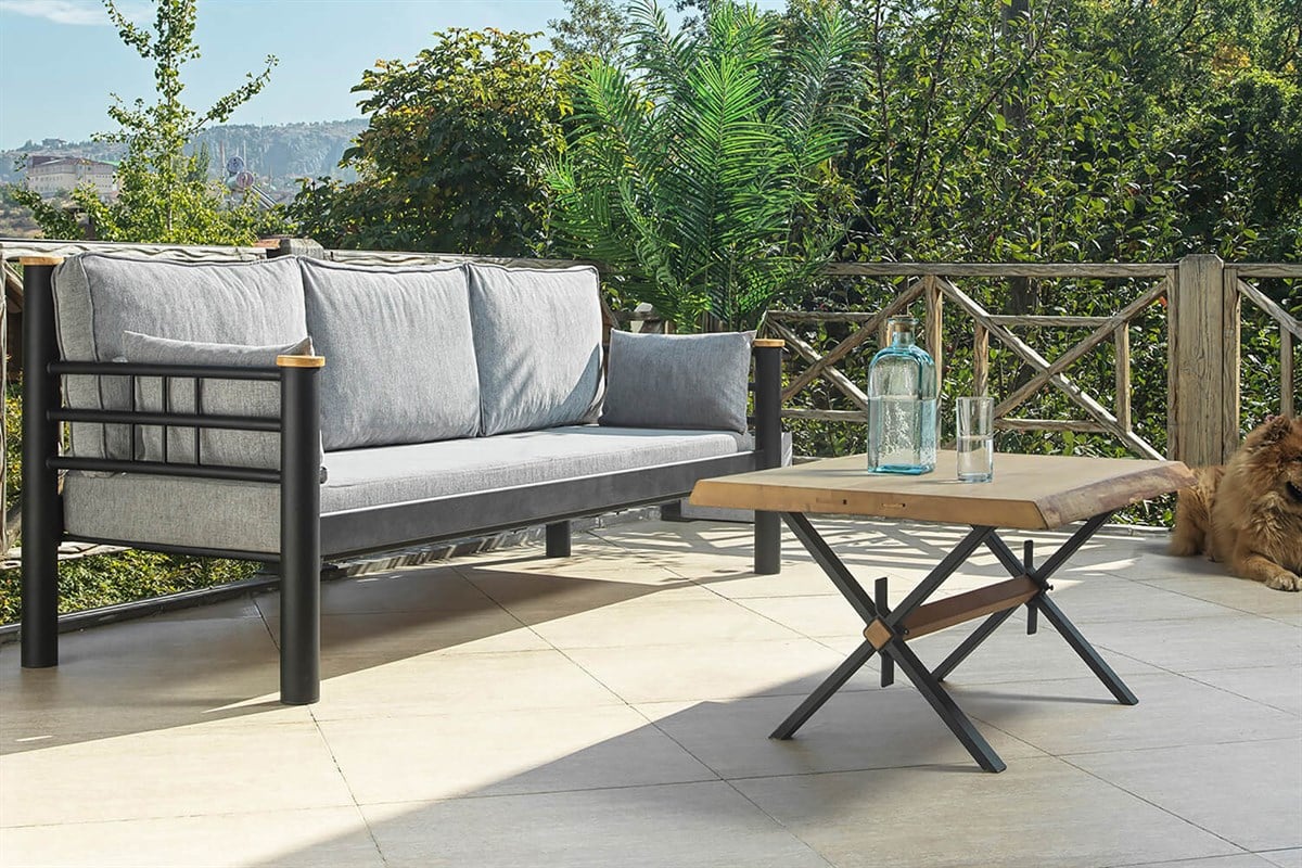 Unimet Kappis Dk Metal Sofa Sedir Üçlü Koltuk Siyah-Füme