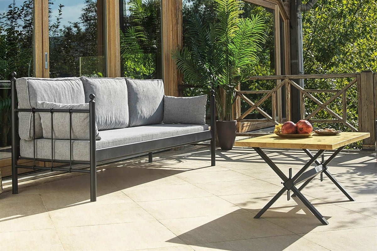 Unimet Lalas Dk Metal Sofa Sedir Üçlü Koltuk Siyah-Füme